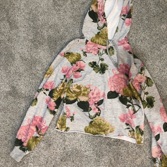 Floral Cropped Hoodie - Picture 1 of 3